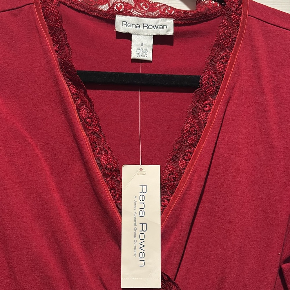 NWT RENA ROWAN RED BLOUSE - Picture 2 of 5
